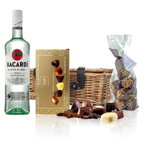 Bacardi Carta Blanca Rum 70cl And Chocolates Hamper